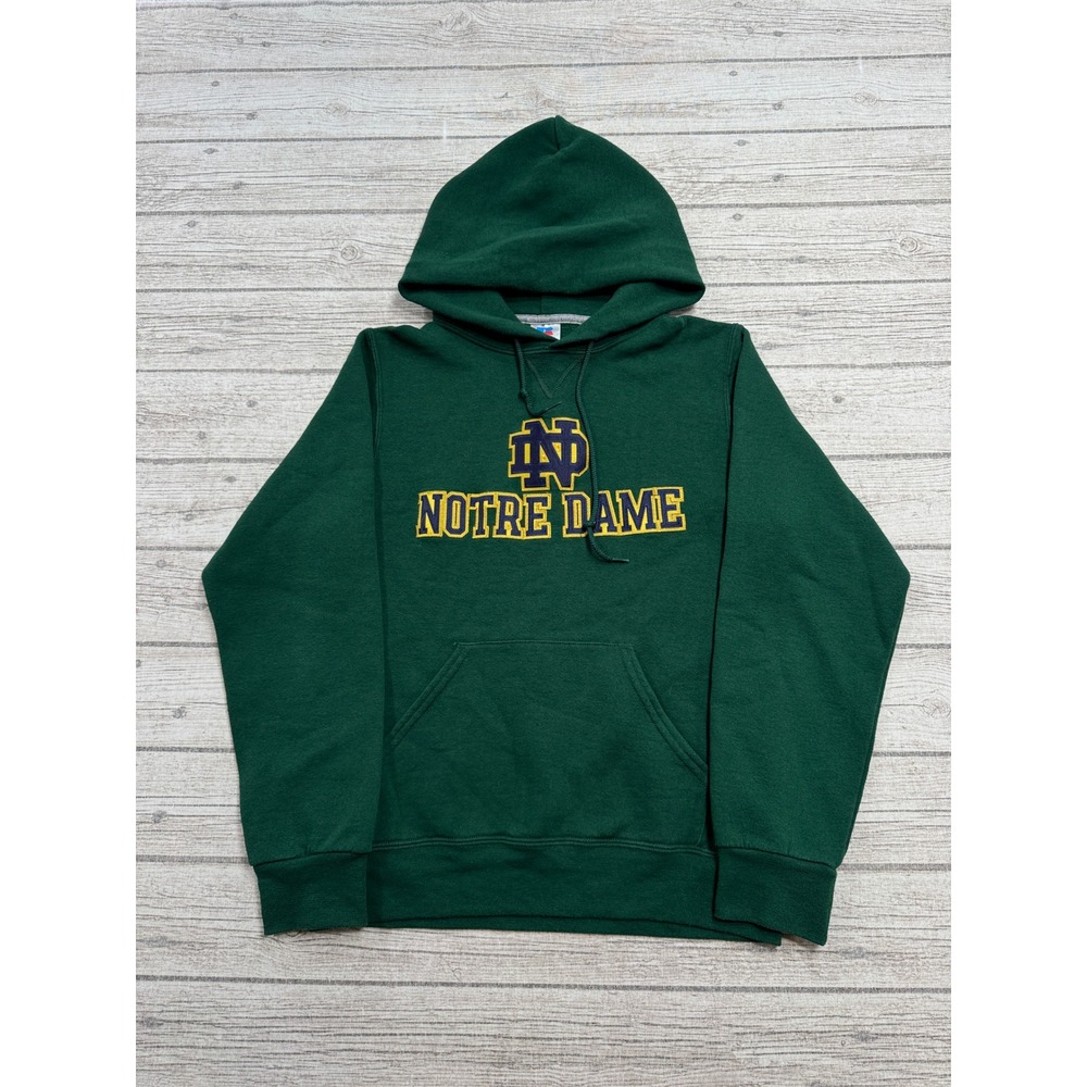 Vintage 90s Russell Athletic Notre Dame Hoodie Men's Small Green Fighting Irish